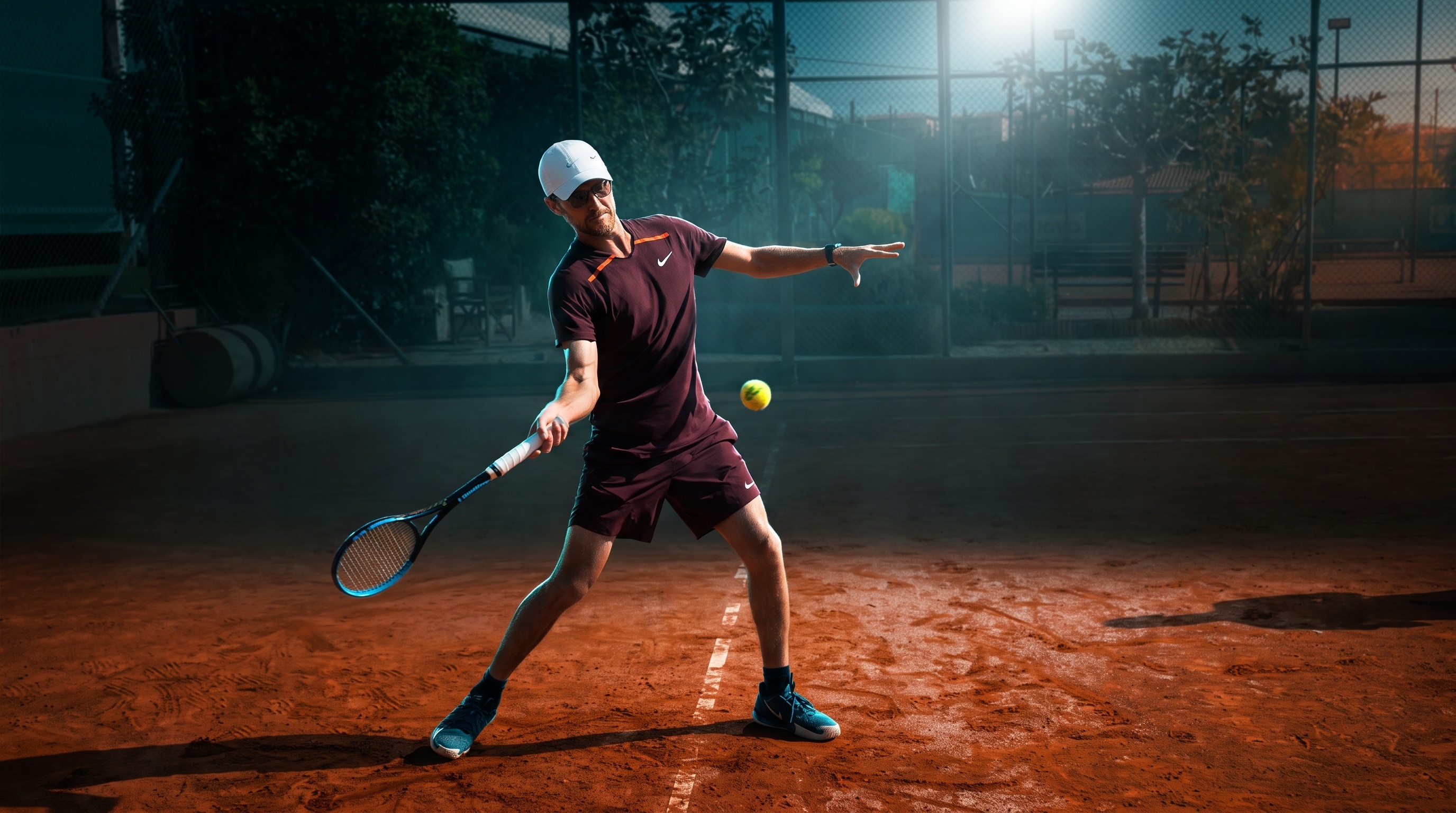 Coach Alexis hitting a forehand on a clay court